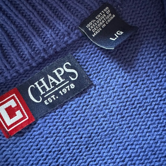 Chaps Cable Knit Sweater Men Size Large 1/4 Zip - Picture 3 of 3